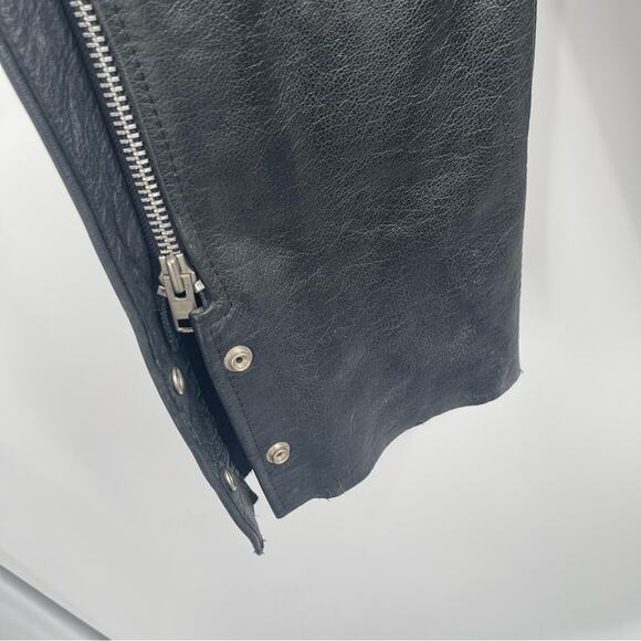 MOB Hand-tooled Leather Chaps Biker Black Horse Riding Size Extra Large USA Made - Picture 11 of 15